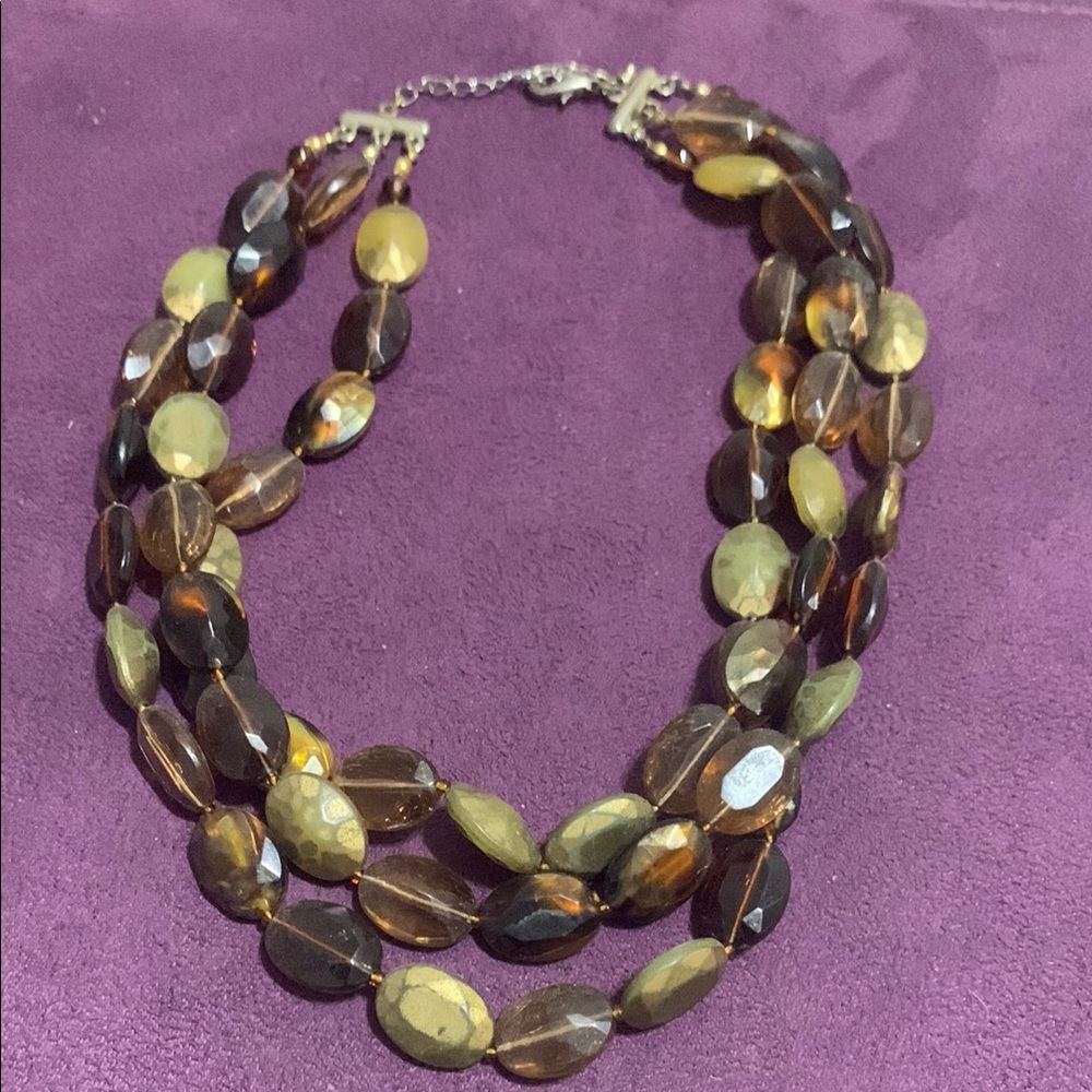 Source Unknown Amber and Gold Multi-Strand Necklace